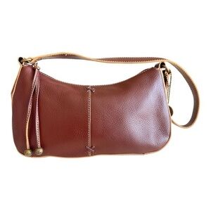 The Sak Classic Brown Leather Shoulder Bag with Contrast Stitching
